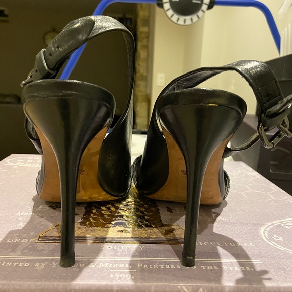 Coach Black Leather Snakeskin Heels - Picture 3 of 5